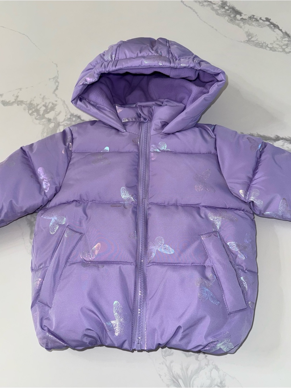 Toddler Girl Purple Foil Butterfly Jacket Coat 2T NEW